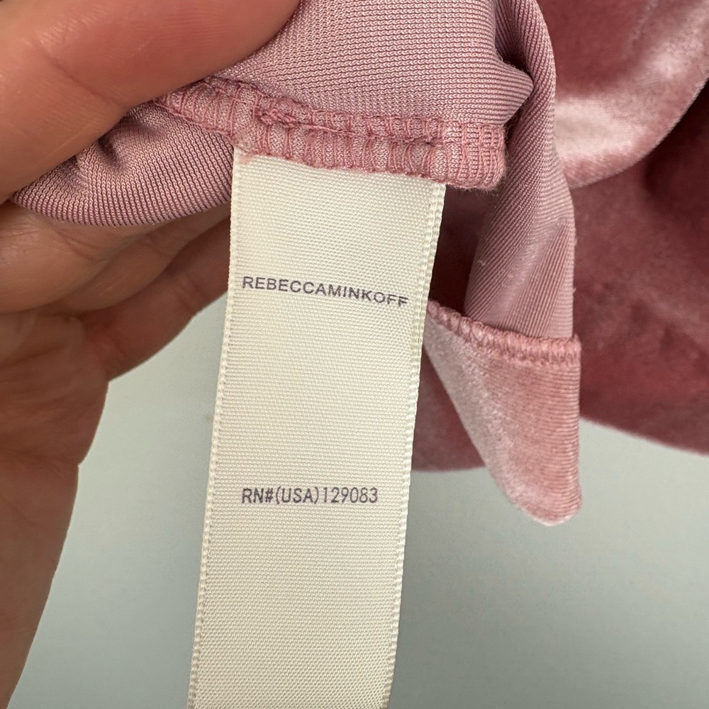 Rebecca Minkoff Dusty Rose Velvet Cold-Shoulder Top - small flaws - size Small - Picture 9 of 12